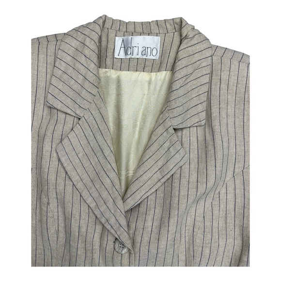 Vintage Adriano Striped Pant Suit Beige Size 12 - Picture 4 of 10